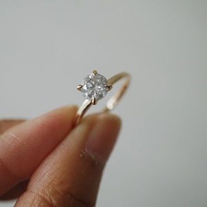 -1.19ct 6.51x6.48x4.27mm Round Brilliant Salt and Pepper Diamond Ring, 14k gold